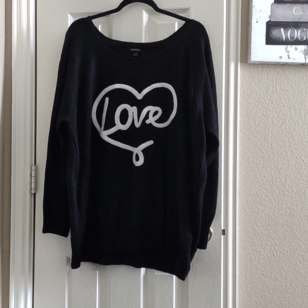 Torrid Black Knit Graphic sweater plus